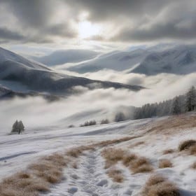 de omstandigheden in de bergen zijn winters