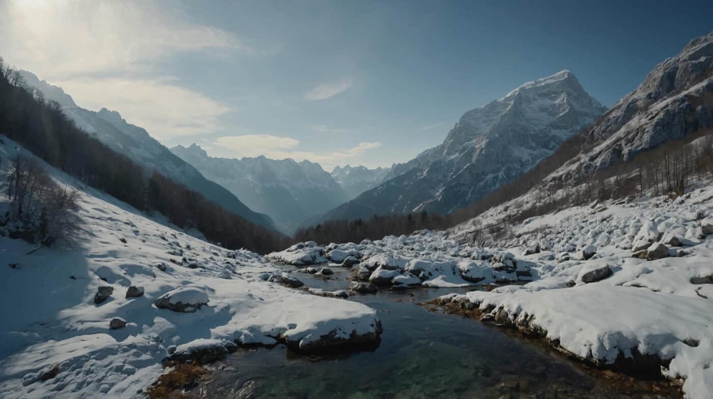 Boven de Vršič-pas in de winter